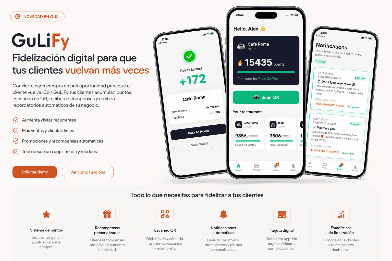 GuLiFy: tarjetas digitales, QR y notificaciones