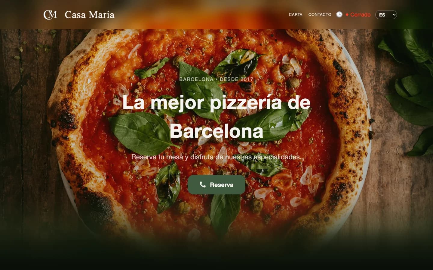 Captura de la web de Casa Maria Barcelona en escritorio