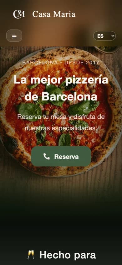 Captura de la web de Casa Maria Barcelona en móvil